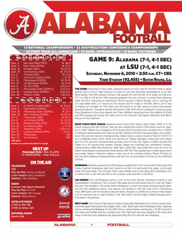 2010 Alabama Football Notes (LSU).Indd