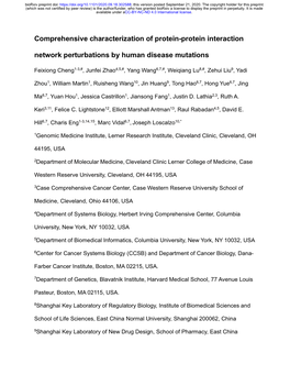 Comprehensive Characterization of Protein-Protein Interaction Network