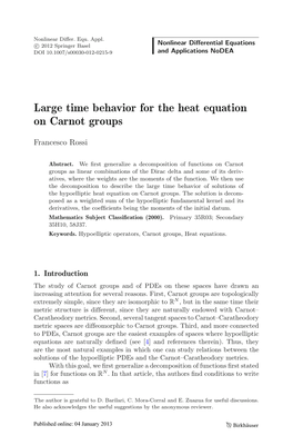 Large Time Behavior for the Heat Equation on Carnot Groups