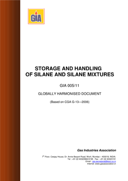 Storage and Handling of Silane and Silane Mixtures