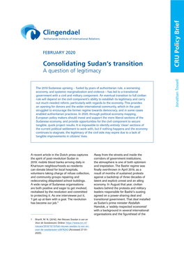 Consolidating Sudan's Transition