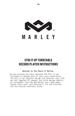 Stir It up Turntable Record Player Instructions