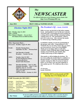 NEWSCASTER the Official Publication of the Winnipeg Amateur Radio Club