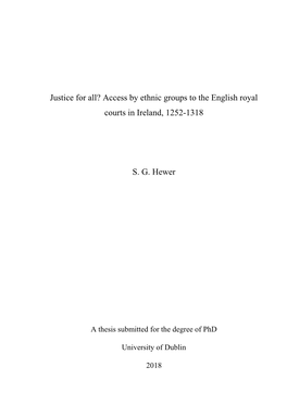 Access by Ethnic Groups to the English Royal Courts in Ireland, 1252-1318