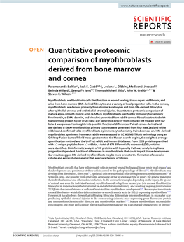 Quantitative Proteomic Comparison of Myofibroblasts Derived from Bone