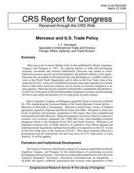 Mercosur and US Trade Policy