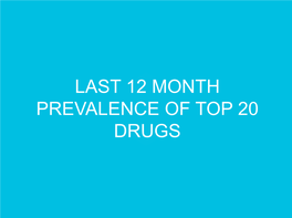 LAST 12 MONTH PREVALENCE of TOP 20 DRUGS Top 20 Drugs – Last 12 Months – Whole Sample (N=78,819)