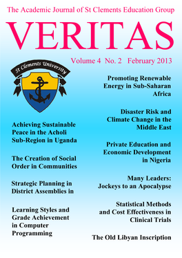 Published in VERITAS – Volume 4 No. 2 February 2013