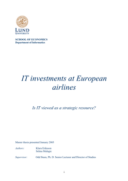 IT Investments at European Airlines