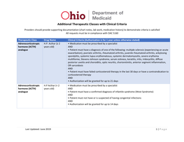 Additional Therapeutic Classes with Clinical Criteria