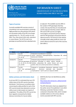 HPV Vaccine Information Sheet