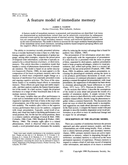 A Feature Model of Immediate Memory