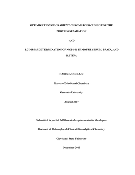 Optimization of Gradient Chromatofocusing for The