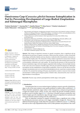 Carassius Gibelio) Increase Eutrophication in Part by Preventing Development of Large-Bodied Zooplankton and Submerged Macrophytes