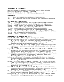 Benjamin B. Normark Department of Plant, Soil, and Insect Sciences, Fernald Hall, 270 Stockbridge Road, University of Massachusetts, Amherst, MA 01003, USA