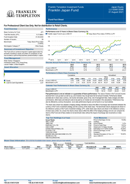 Franklin Japan Fund LU1309513098 31 August 2021