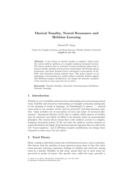 Musical Tonality, Neural Resonance and Hebbian Learning