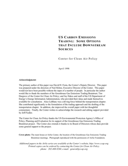 US Carbon Emissions Trading Some Options That Include Downstream