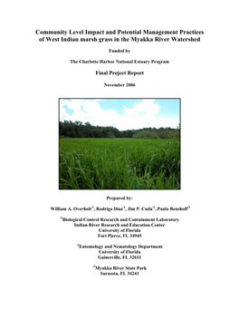 Community Level Impact and Potential Management Practices of West Indian Marsh Grass in the Myakka River Watershed