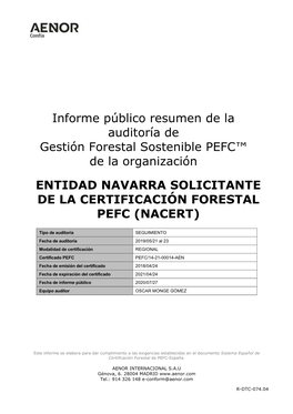 Informe Público Resumen De La Auditoría De Gestión Forestal