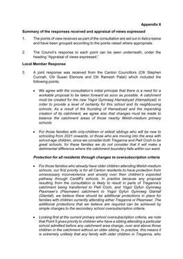 Appendix 6 Summary of the Responses Received and Appraisal of Views Expressed 1