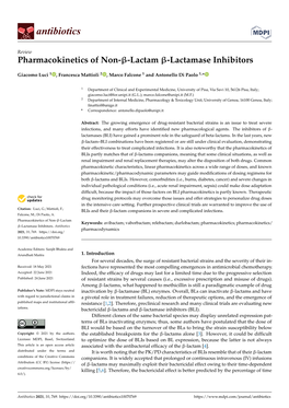 Pharmacokinetics of Non-Β-Lactam Β-Lactamase Inhibitors