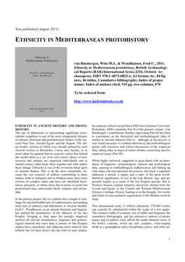 Ethnicity in Mediterranean Protohistory, With