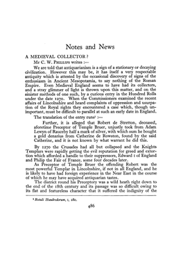 Notes and News a MEDIEVAL COLLECTOR ? Mr C