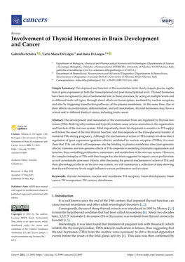 Involvement of Thyroid Hormones in Brain Development and Cancer