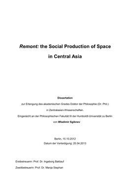 Remont: the Social Production of Space in Central Asia