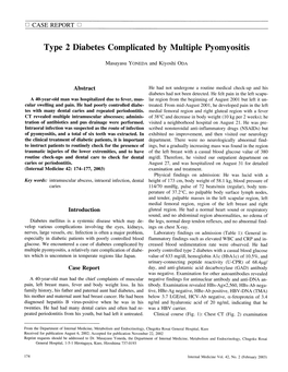 Type 2 Diabetes Complicated by Multiple Pyomyositis Masayasu Yonedaand Kiyoshi Oda