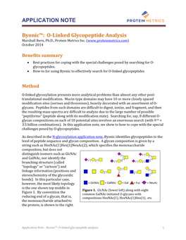 O-Linked Glycopeptide Analysis Marshall Bern, Ph.D., Protein Metrics Inc