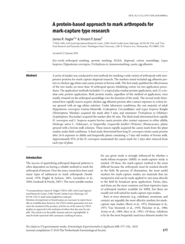 A Protein-Based Approach to Mark Arthropods for Mark-Capture Type Research James R