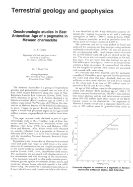 Terrestrial Geology and Geophysics