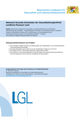 Netzwerk Gesunde Gemeinden Der Gesundheitsregionplus Landkreis Passauer Land