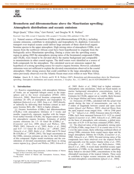 Bromoform and Dibromomethane Above the Mauritanian Upwelling