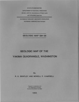 Geologic Map of the Yakima Quadrangle, Washington