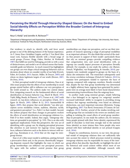 Perceiving the World Through Hierarchy-Shaped Glasses: on the Need to Embed Social Identity Effects on Perception Within the Broader Context of Intergroup Hierarchy