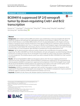 BC094916 Suppressed SP 2/0 Xenograft Tumor by Down-Regulating