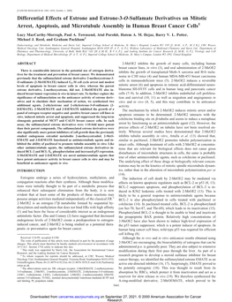 Differential Effects of Estrone and Estrone-3-O-Sulfamate Derivatives on Mitotic Arrest, Apoptosis, and Microtubule Assembly in Human Breast Cancer Cells1