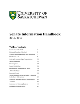 Senate Information Handbook 2018/2019