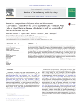 Cupressaceae) Fossils from the Eocene Buchanan Lake Formation, Axel Heiberg Island, Nunavut, Canada Reﬂect Diagenesis from Terpenoids of Their Related Extant Species