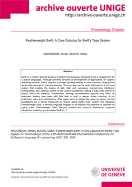 Proceedings Chapter Reference