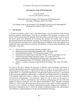 Enlarging the Scope of Phonologization Larry M. Hyman