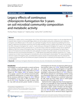 Legacy Effects of Continuous Chloropicrin-Fumigation for 3-Years