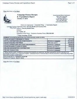 Campaign Finance Receipts & Expenditures Report