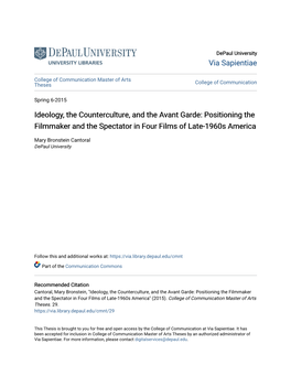 Ideology, the Counterculture, and the Avant Garde: Positioning the Filmmaker and the Spectator in Four Films of Late-1960S America