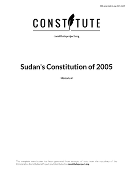 Sudan's Constitution of 2005