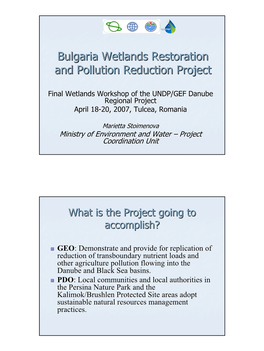 Bulgaria Wetlands Restoration and Pollution Reduction Project