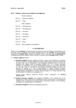 Sulphates; Alums; Peroxosulphates (Persulphates)